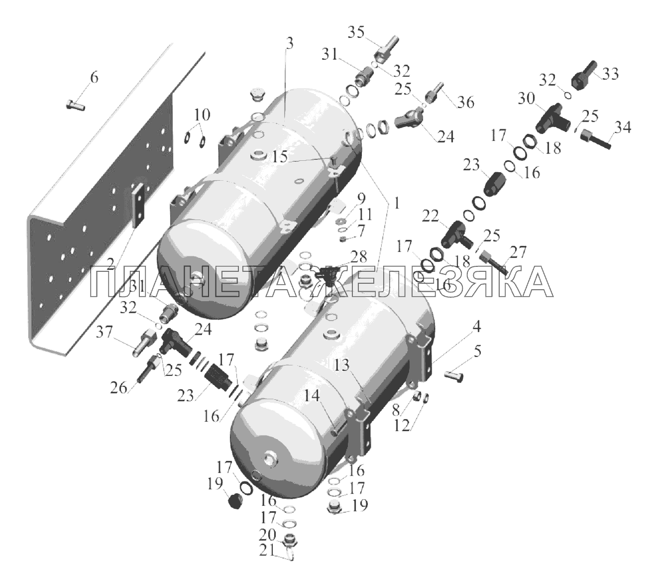 Установка ресиверов 63035-3513004 МАЗ-6303A3, 6303A5